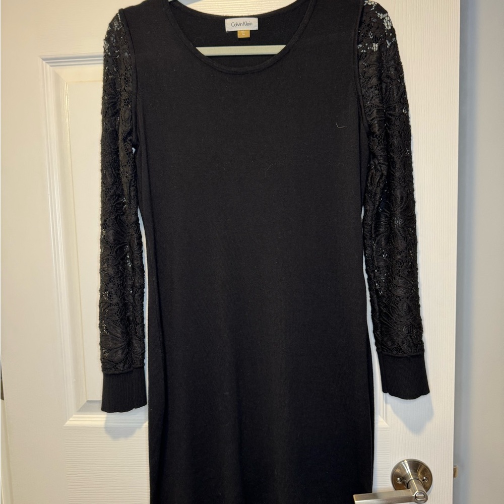 Calvin Klein Black Lace Sleeve Dress